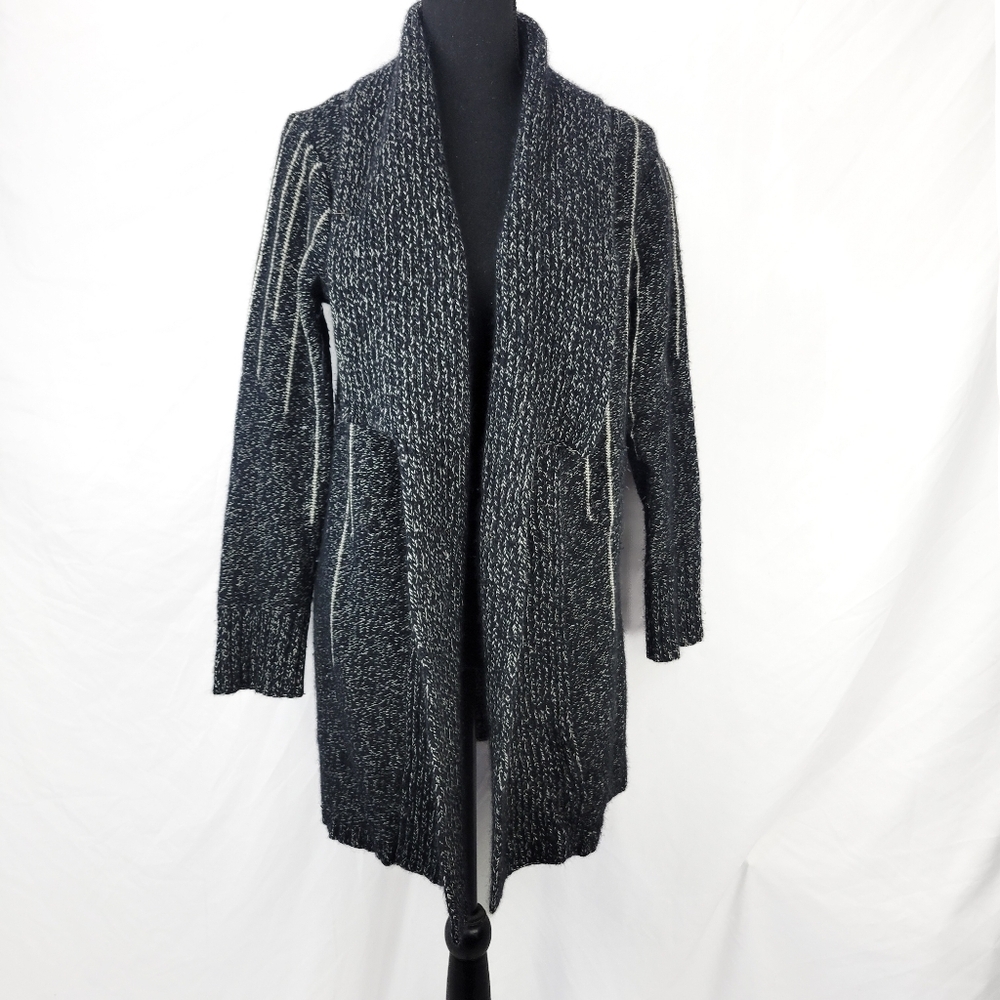 Black and White Open Front Cardigan
